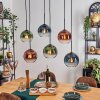 Koyoto hanging light, globe light, pendant light blue, green, clear, coppery, 6-light sources