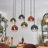 Koyoto hanging light, globe light, pendant light blue, green, clear, coppery, 6-light sources