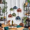 Koyoto hanging light, globe light, pendant light blue, green, clear, coppery, 6-light sources