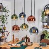 Koyoto hanging light, globe light, pendant light blue, green, clear, coppery, 6-light sources