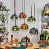 Koyoto hanging light, globe light, pendant light blue, gold, green, clear, coppery, 6-light sources