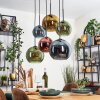 Koyoto hanging light, globe light, pendant light blue, gold, green, coppery, 6-light sources