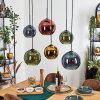 Koyoto hanging light, globe light, pendant light blue, gold, green, coppery, 6-light sources