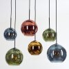 Koyoto hanging light, globe light, pendant light blue, gold, green, coppery, 6-light sources
