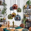 Koyoto hanging light, globe light, pendant light blue, gold, green, coppery, 6-light sources