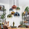 Koyoto hanging light, globe light, pendant light blue, gold, green, clear, coppery, 6-light sources