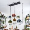 Koyoto hanging light, globe light, pendant light blue, gold, green, clear, coppery, 6-light sources