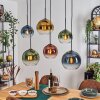 Koyoto hanging light, globe light, pendant light blue, gold, green, clear, coppery, 6-light sources