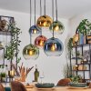 Koyoto hanging light, globe light, pendant light blue, gold, green, clear, coppery, 6-light sources
