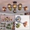 Gastor ceiling light, globe light 87 cm blue, green, clear, coppery, 8-light sources