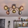 Gastor ceiling light, globe light 87 cm blue, green, clear, coppery, 8-light sources