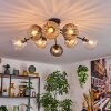Koyoto ceiling light, globe light 85 cm Amber, clear, Smoke-coloured, 8-light sources