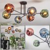 Ripoll ceiling light, globe light blue, green, coppery, 6-light sources