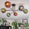 Ripoll ceiling light, globe light blue, green, coppery, 6-light sources