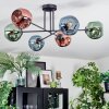 Ripoll ceiling light, globe light blue, green, coppery, 6-light sources