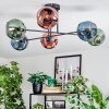 Ripoll ceiling light, globe light blue, green, coppery, 6-light sources