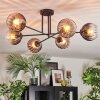 Koyoto ceiling light, globe light 78 cm clear, Smoke-coloured, 6-light sources