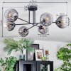 Koyoto ceiling light, globe light 78 cm clear, Smoke-coloured, 6-light sources