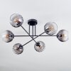 Koyoto ceiling light, globe light 78 cm clear, Smoke-coloured, 6-light sources