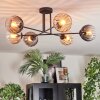 Koyoto ceiling light, globe light 78 cm Amber, clear, Smoke-coloured, 6-light sources