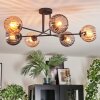Koyoto ceiling light, globe light 78 cm Amber, Smoke-coloured, 6-light sources