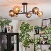 Koyoto ceiling light, globe light 78 cm Amber, Smoke-coloured, 6-light sources