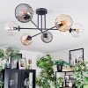 Koyoto ceiling light, globe light 78 cm Amber, clear, Smoke-coloured, 6-light sources