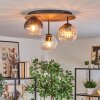 Koyoto ceiling light, globe light Ecru, black, 3-light sources