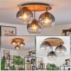 Koyoto ceiling light, globe light Ecru, black, 3-light sources
