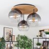 Koyoto ceiling light, globe light Ecru, black, 3-light sources