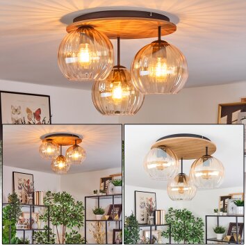 Koyoto ceiling light, globe light Ecru, black, 3-light sources