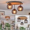 Koyoto ceiling light, globe light Ecru, black, 3-light sources