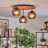 Koyoto ceiling light, globe light Ecru, black, 3-light sources