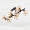 Koyoto ceiling light, globe light Amber, clear, 10-light sources