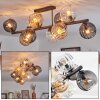 Koyoto ceiling light, globe light Amber, clear, Smoke-coloured, 10-light sources