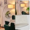 Bassagoda floor lamp, Arch lamps copper, black, 1-light source, Fabric lampshade