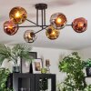 Ripoll ceiling light, globe light chrome, gold, coppery, Smoke-coloured, 6-light sources