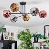 Ripoll ceiling light, globe light chrome, gold, coppery, Smoke-coloured, 6-light sources