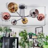 Ripoll ceiling light, globe light chrome, gold, coppery, Smoke-coloured, 6-light sources