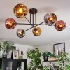 Ripoll ceiling light, globe light chrome, gold, coppery, Smoke-coloured, 6-light sources