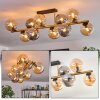 Gastor ceiling light, globe light gold, black, 10-light sources