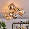 Gastor ceiling light, globe light gold, black, 10-light sources