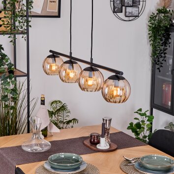 Koyoto hanging light, globe light, pendant light Amber, 4-light sources