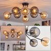Koyoto ceiling light, globe light 85 cm Amber, Smoke-coloured, 8-light sources