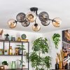 Koyoto ceiling light, globe light 85 cm Amber, Smoke-coloured, 8-light sources