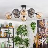 Koyoto ceiling light, globe light 85 cm Amber, Smoke-coloured, 8-light sources