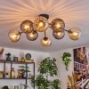 Koyoto ceiling light, globe light 85 cm Amber, Smoke-coloured, 8-light sources