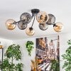 Koyoto ceiling light, globe light 85 cm Amber, Smoke-coloured, 8-light sources