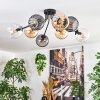 Koyoto ceiling light, globe light 85 cm Amber, clear, Smoke-coloured, 8-light sources