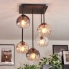 Koyoto ceiling light, globe light Amber, clear, Smoke-coloured, 5-light sources
